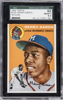 1954 Topps #128 Hank Aaron Rookie Card – SGC 92 NM/MT+ 8.5